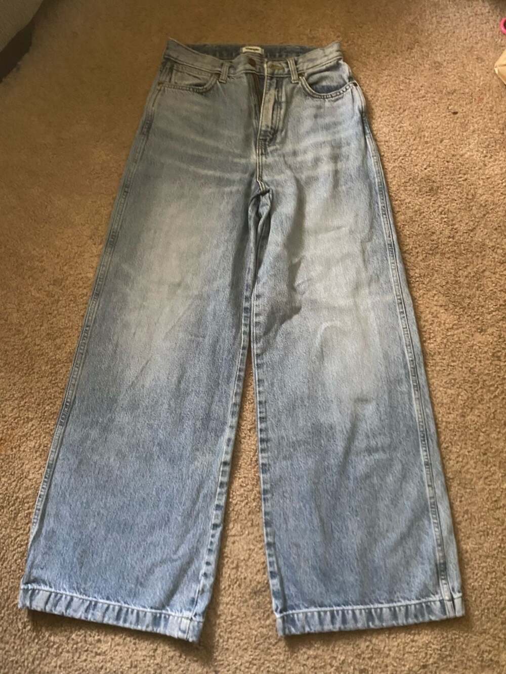 Wrangler Worldwide High Rise Wide Leg Jeans Size 27 Light Wash Denim